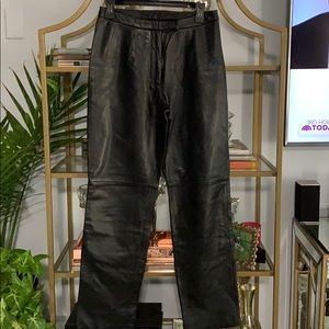 Black genuine leather pants size 6